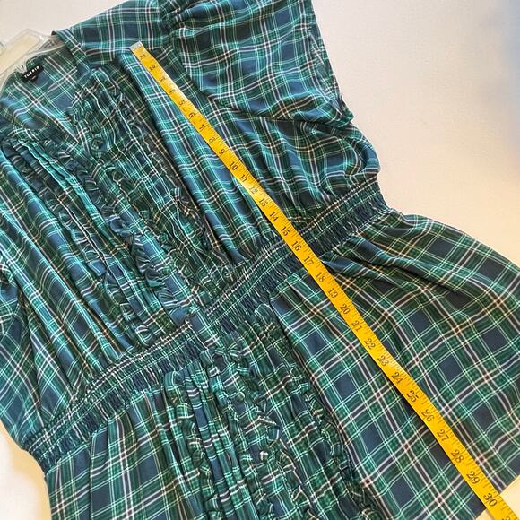 Torrid Georgette Ruffle Front Flutter Sleeve Blouse Women's 5X Blue & Green Top - Picture 12 of 12